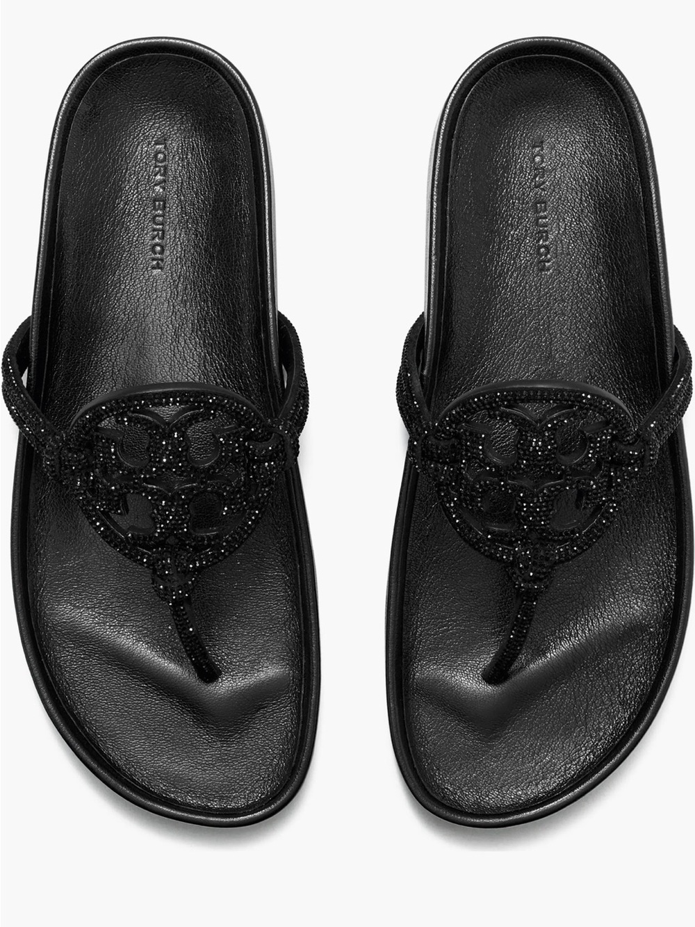 Tory Burch Miller Cloud Knotted Pave Leather Sandal in Perfect Black size 8.5 - Picture 2 of 13